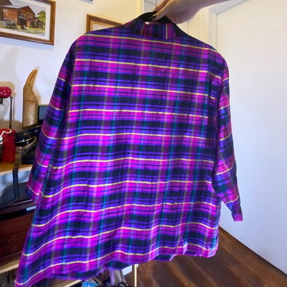 COPY - 60s? VTG Silk Plaid Shacket - Picture 8 of 12